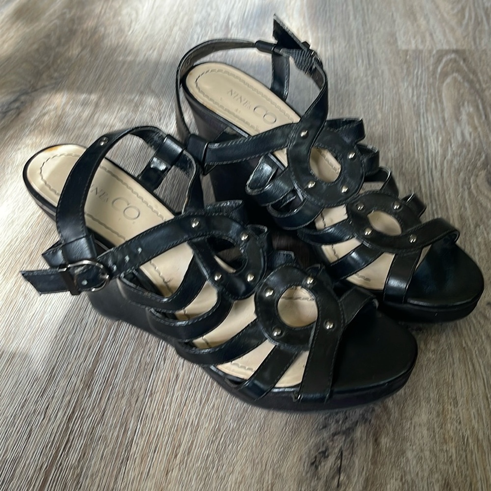 Nine & Co Strappy Caged Heeled Sandals Size 7/8